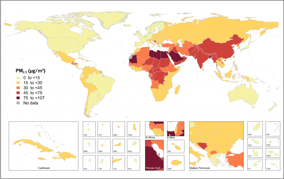 PM2.5 World Map. Source: State Of Global Air