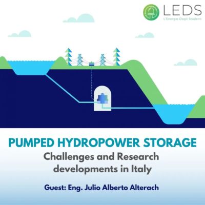 Growing renewable installed capacity and the need to integrate it into a stable power grid are spurring the power industry to seek ever better solutions for energystorage. Pumped hydropower storage is currently the most effective and widespread of these solutions, accounting for more than 95% of the world's electrical storage capacity. However, the overall capacity of pumped storage facilities is still not sufficient to enable energy storage from renewable sources at times of overproduction and its subsequent use in the absence of sun and wind, especially when looking at the energy needs of the coming decades with a view to complete decarbonization.Julio Alberto Alterach, Expert Engineer from the Sustainable Development and Energy Sources Department of RSE S.p.A. (Research on the Energy System), will give the overview; special attention will be paid to the Italian situation, opportunities for revamping existing reservoirs and new projects for power plants operating with seawater.

The seminar will be held in English; details in the second slide.